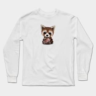 Cute Baby Red Panda Playing With Football Long Sleeve T-Shirt